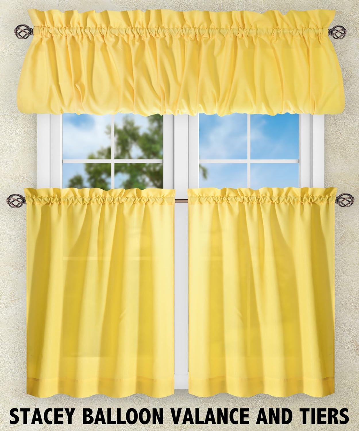 Ellis Curtain Stacey 54-by-13 Inch Ruffled Filler Valance (Yellow)