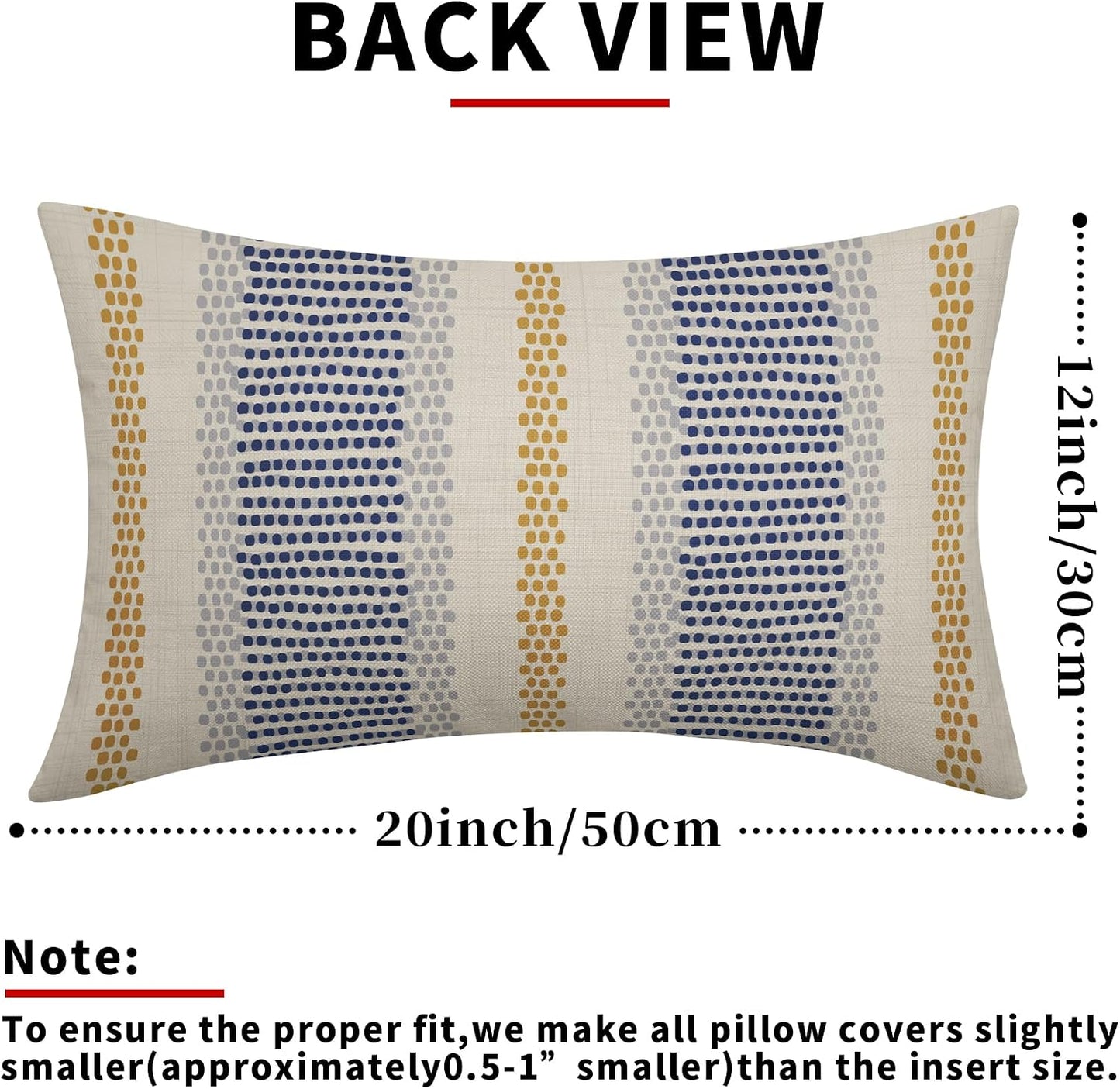 Blue Yellow Pillow Covers 12x20 Set of 2 Gray Grey Dot Print Striped Rectangle Decorative Outdoor Pillowcases Boho Rustic Farmhouse Decorative Throw Cushion Case Decor for Couch Sofa Bed