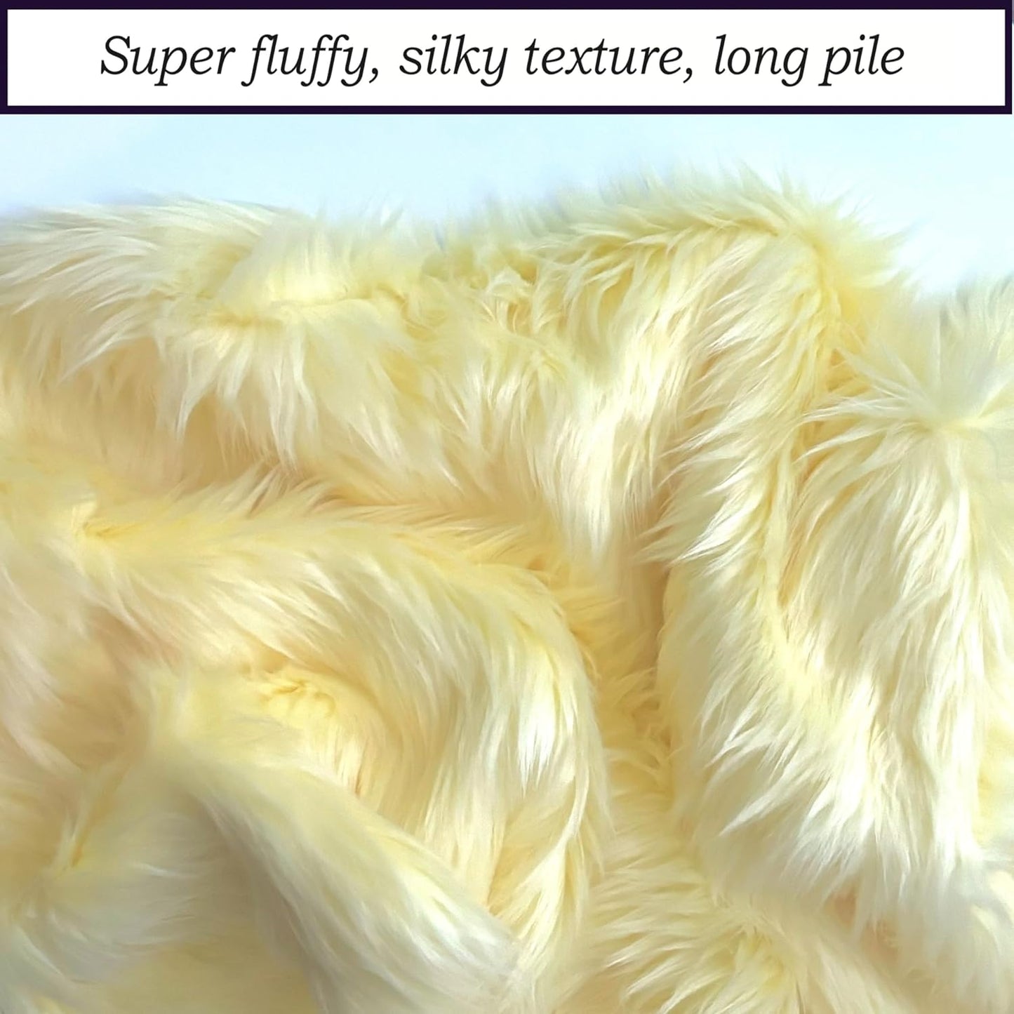 Bianna Pastel Banana Yellow Faux Fur Fabric, American Seller, Luxury Shag Shaggy Material for Crafting, Sewing, Costumes, Fursuits, Home Decor (12x12 inches)