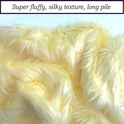 Bianna Pastel Banana Yellow Faux Fur Fabric, American Seller, Luxury Shag Shaggy Material for Crafting, Sewing, Costumes, Fursuits, Home Decor (12x12 inches)