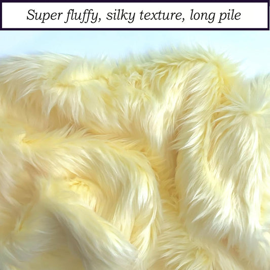 Bianna Pastel Banana Yellow Faux Fur Fabric, American Seller, Luxury Shag Shaggy Material for Crafting, Sewing, Costumes, Fursuits, Home Decor (12x12 inches)