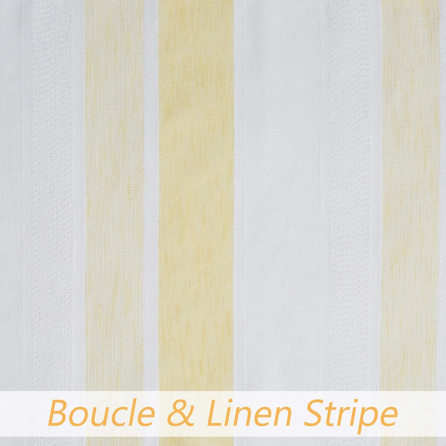 Central Park Yellow and White Kitchen Window Curtain Valance Stripe Sheer Boucle Linen Window Curtain, Living Room Decorative Rod Pocket (54" W x 15" L) Rustic Living Panels