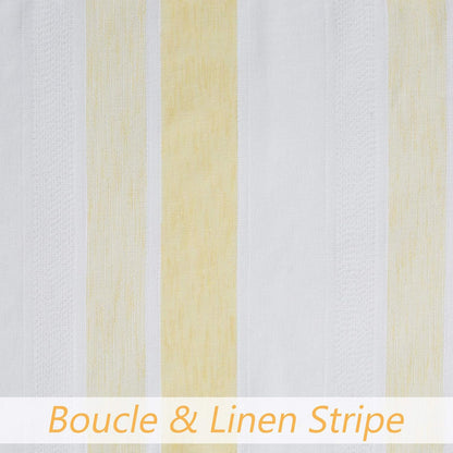 Central Park Yellow and White Kitchen Window Curtain Valance Stripe Sheer Boucle Linen Window Curtain, Living Room Decorative Rod Pocket (54" W x 15" L) Rustic Living Panels