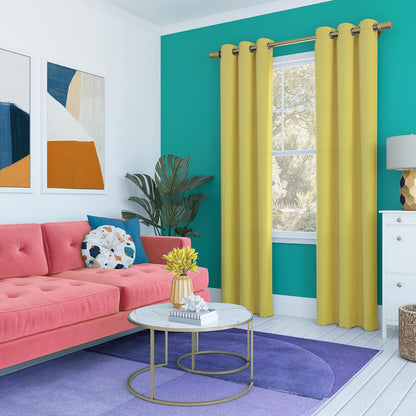 Sun Zero Halton Bright Vibes 100% Total Blackout Grommet Curtain Panel, Sunflower Yellow, 40"W x 84"L (1 Panel)