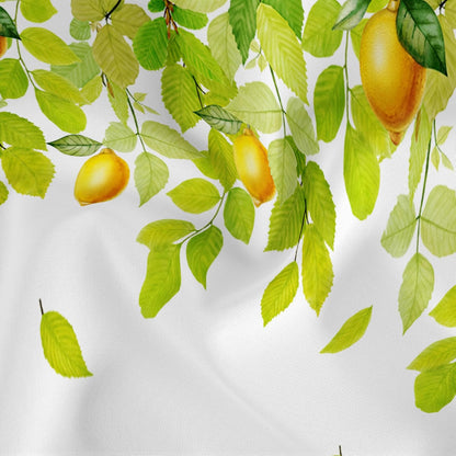 Green Leaves Lemon Valance for Windows,Window Treatment Curtains Rod Pocket Sheer Small Short Valance for Kitchen Bathroom Laundry Basement,42Wx12L inch,Watercolor Yellow