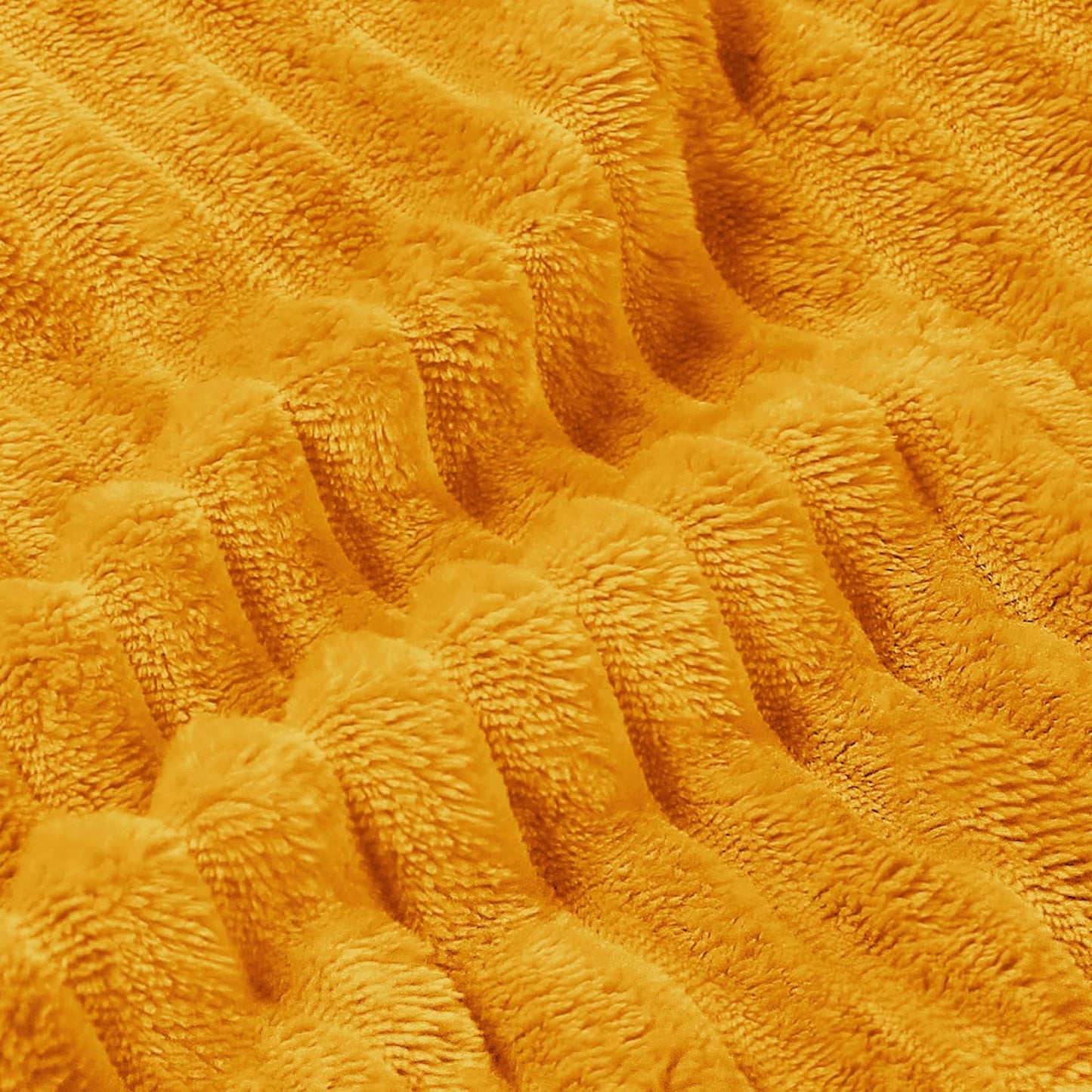BEDELITE Fleece Blanket - 3D Ribbed Jacquard Decorative Yellow Throw Blanket for Couch & Bed, Lightweight Warm Cozy Soft Fuzzy Blankets All Seasons Suitable 50x60 inches