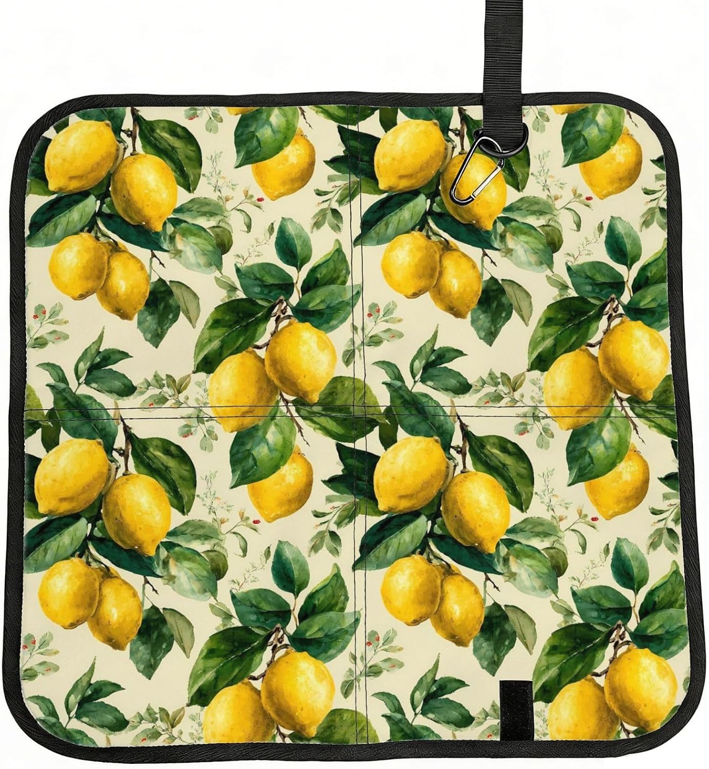Yellow Lemon Leaves for Foldable Seat Cushion, Waterproof Mat for Camping, Beach & Picnics