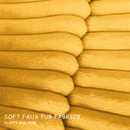 2 Pack 18x18 Pillow Cover Velvet Pillow Covers, Faux Fur Square Throw Pillow Covers for Living Room Decorations Throw Pillow Case, Throw Pillow Cover Cushion Cover for Sofa Bedroom Car, Mustard Yellow