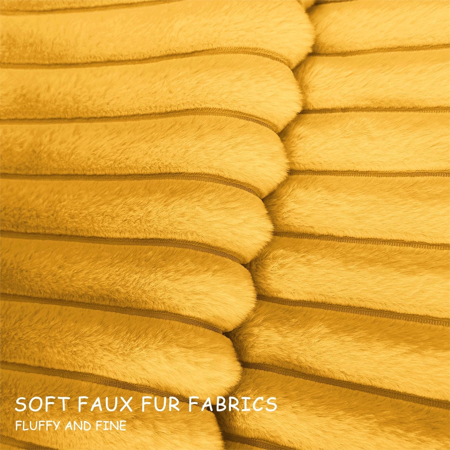 Bunliuys 2 Pack Pillow Covers, 20x20 Faux Fur Square Throw Pillow Covers for Living Room Decorations Throw Pillow Case, Throw Pillow Cover Cushion Cover for Home Sofa Bedroom Car, Mustard Yellow