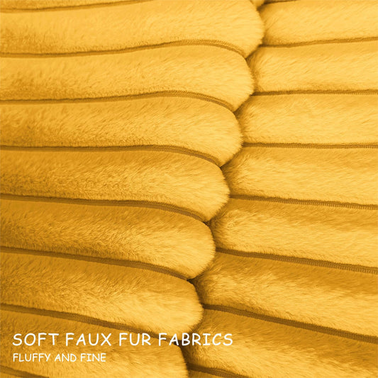 Bunliuys 2 Pack Pillow Covers, 20x20 Faux Fur Square Throw Pillow Covers for Living Room Decorations Throw Pillow Case, Throw Pillow Cover Cushion Cover for Home Sofa Bedroom Car, Mustard Yellow