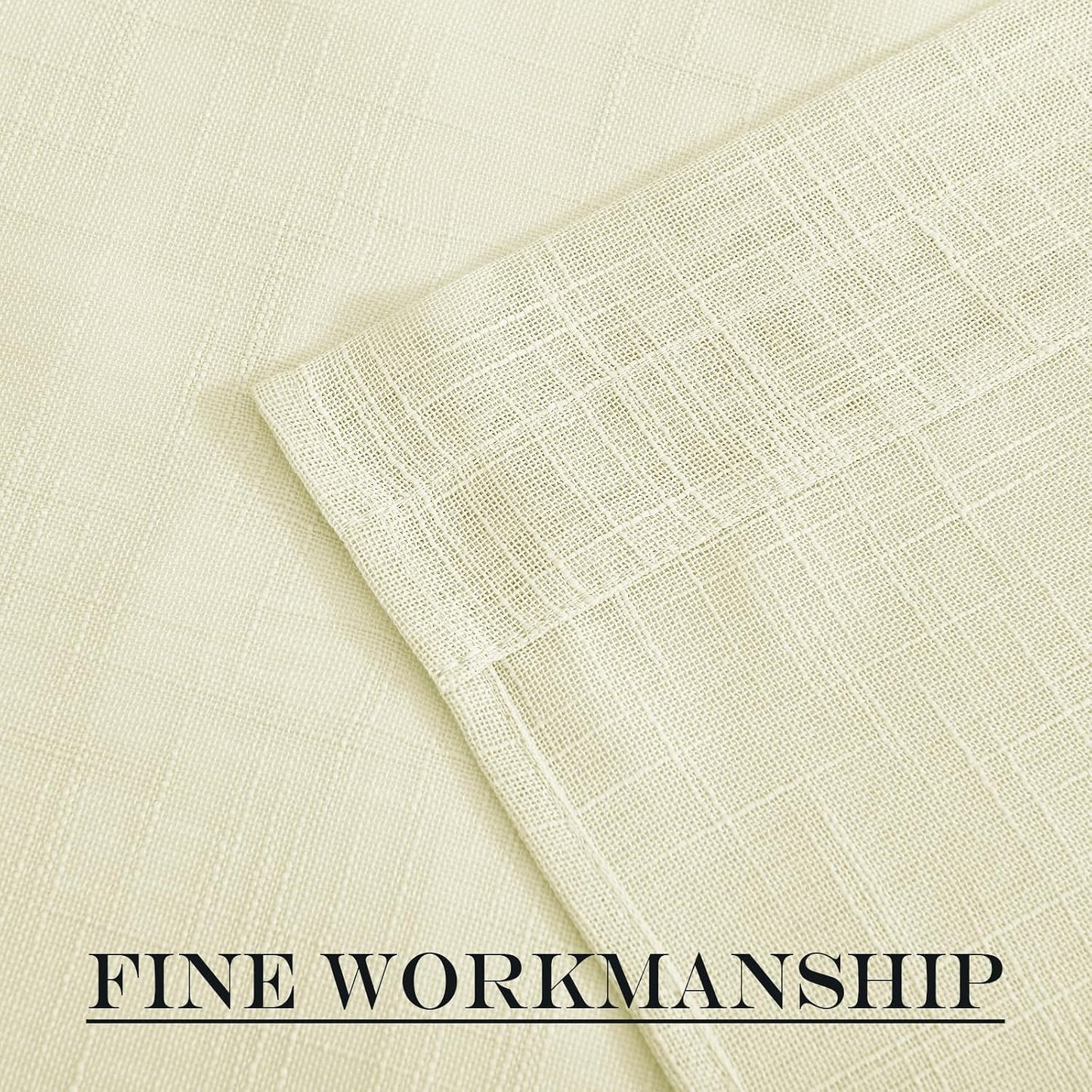 NICETOWN French Sheer Door Panel - Translucent Privacy Sheer with Light Filter Linen Look Textured French Door Curtains (52 inches Width by 40 inches Long, 1 Panel with Tieback, Yellow)