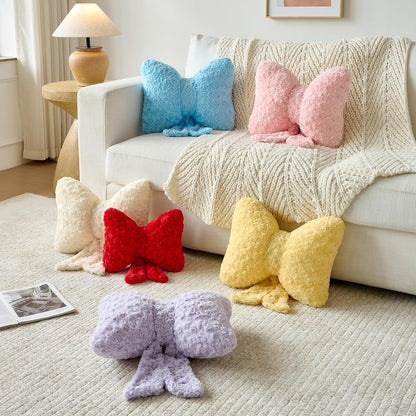 Bow Pillow, Decorative Bow Pillows with Soft Plush for Couch Bed, Bow Shaped Throw Pillow Room Decor for Bedroom, Bow Decorative Pillow for Living Room (Goose Yellow, Large-16 Inches)