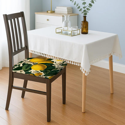 Lemon Floral Chair Seat Covers, Stretch Removable Spandex Cushion Covers, Stylish Decorative Slipcovers for Kitchen Dining Room Decor 4PCS
