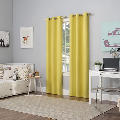 Sun Zero Halton Bright Vibes 100% Total Blackout Grommet Curtain Panel, Sunflower Yellow, 40"W x 84"L (1 Panel)