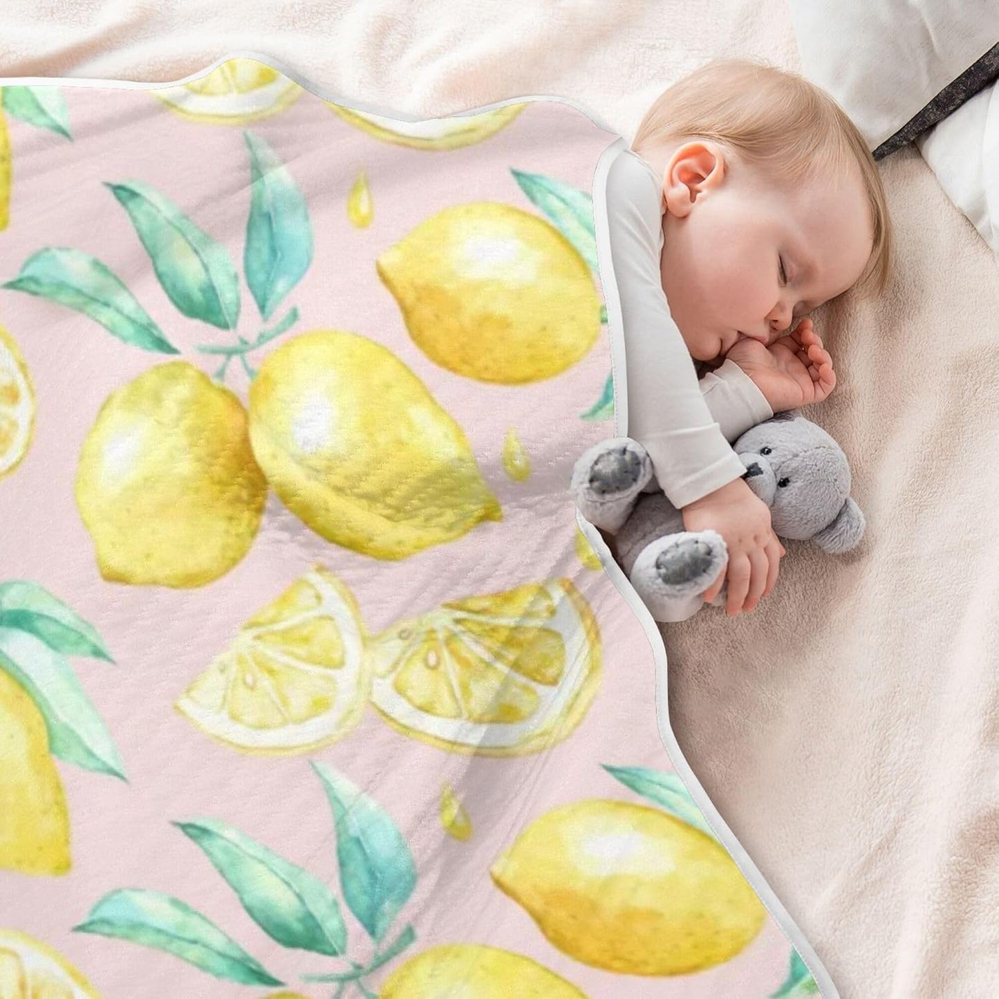 Yellow Lemons Baby Blanket Bed Crib Stroller Cover Blanket Wrap Soft Swaddling Blanket