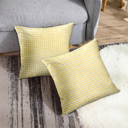 Emvency Throw Pillow Cover Accent Yellow Gingham Spring White Livingroom Decorative Pillow Case Home Decor Square 18 x 18 Inch Pillowcase