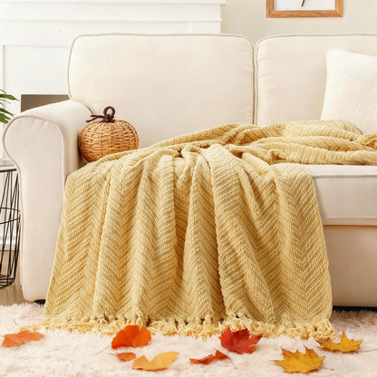 BATTILO HOME Yellow Throw Blanket for Couch, Fall Decor Blankets & Throws, Fall Throw Blanket for Autumn Halloween Decoration, Yellow Throw Blankets for Bed Sofa, 50"x60"