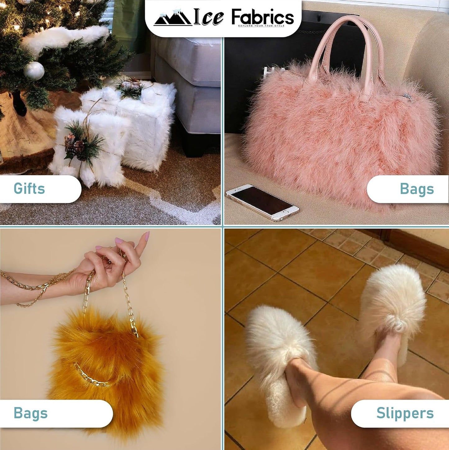 Ice Fabrics Craft Faux Fur Fabric Pre Cut Rolls - 2"x60" Fur Ribbon Mohair Fabric Strips - Super Soft and Fuzzy - Perfect for Crafts, Costumes & Decoration - Yellow - 2x60