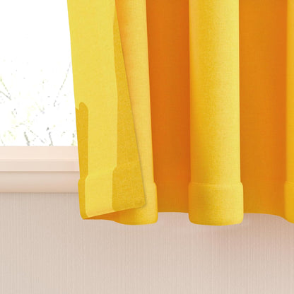 Small Tiers 1 Piece Yellow Faux Linen Textured Kitchen Short Small Mini Window Curtains Valance 12 inches Length Privacy Home Decor Cafe Basement Living Room/Bedroom 52W by 12L Rod Pocket