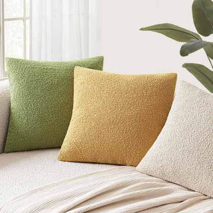 Foindtower Pack of 2 Textured Boucle Throw Pillow Covers Accent Solid Decorative Lumbar Pillow Cases Cozy Couch Cushion Case for Chair Sofa Bedroom Living Room Home Decor 12x20 Inch Light Yellow