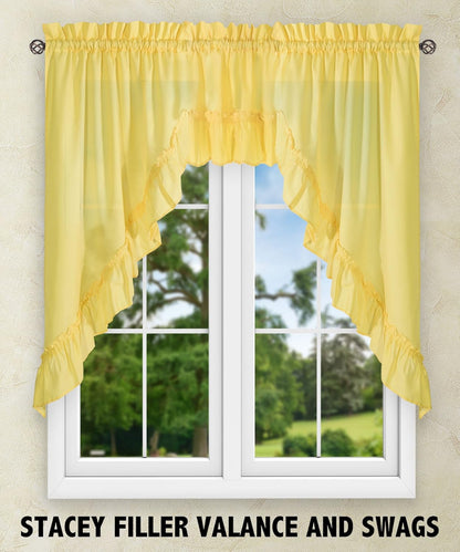 Ellis Curtain Stacey 54-by-13 Inch Ruffled Filler Valance (Yellow)