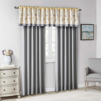 Madison Park Embroidered Light Filtering Rod Pocket Window Treatment Curtain Window Panel Drape for Bedroom Livingroom and Dorm