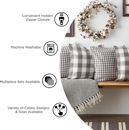 DII Decorative Square Throw Pillow Cushion Cover Set, Hidden Zipper, Cotton & Machine Washable, 18x18, Lemon Bliss, 4 Piece