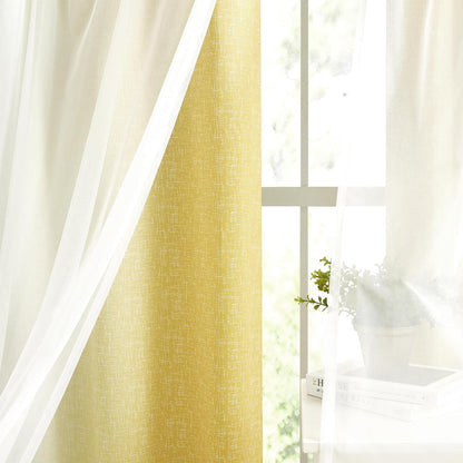 Ombre 100% Blackout Curtains 54 Inches Long 2 Panels for Bedroom Living Room Yellow and White Double Layer Sheer Overlay Mix & Match Grommet Thermal Soundproof Drapes with Tiebacks, 52x54