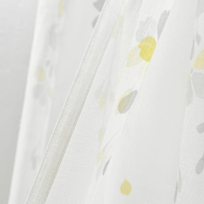 Lush Decor Weeping Flower Sheer Window Curtain Panels, Pair, 38" W x 84" L + 2" Header, Yellow & Gray - Sheer Curtains - Farmhouse Decor - Floral Curtains for Living Room, Bedroom & Dining Room