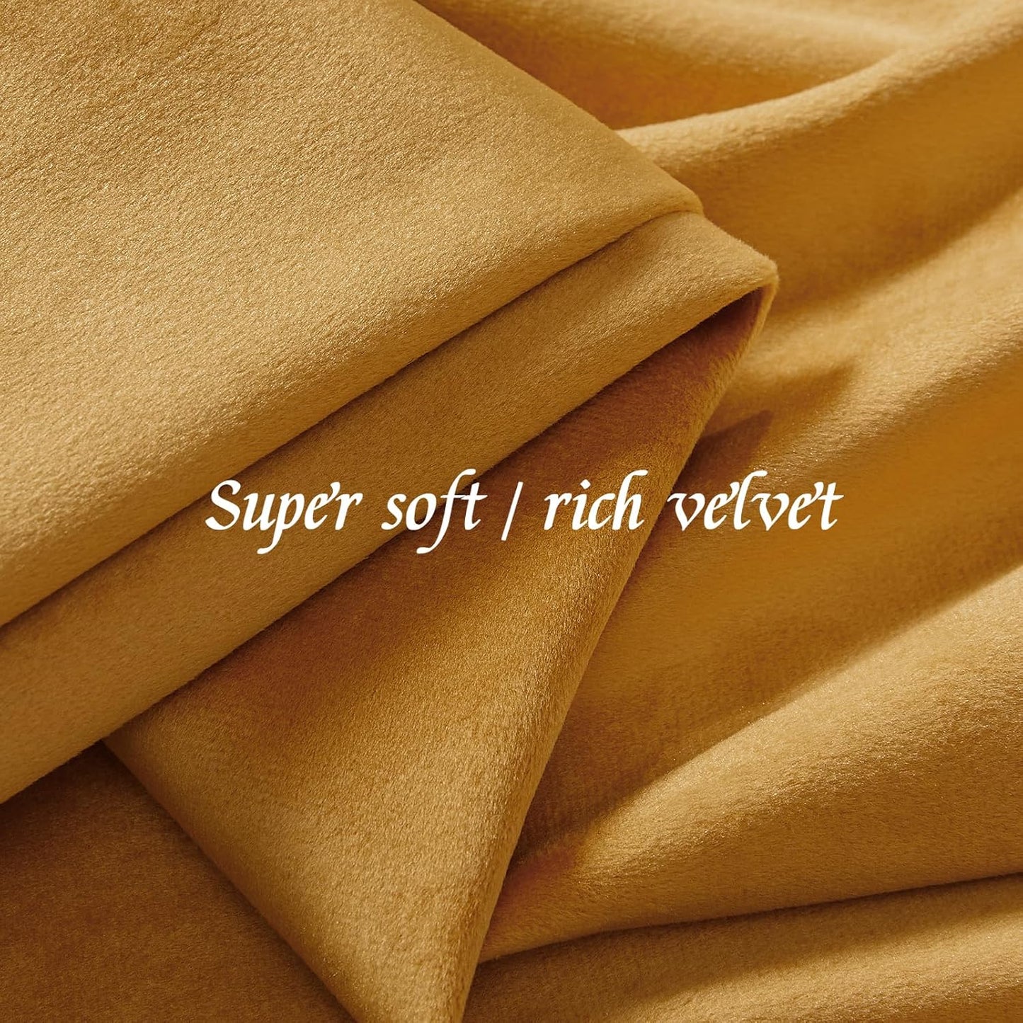 Nemia Mustard Yellow Velvet Curtains Thermal Insulated Blackout Curtain for Bedroom Window Living Room Darkening Luxury Vintage 96 Inches Long Heavy Drapes Panels Rod Pocket Set of 2