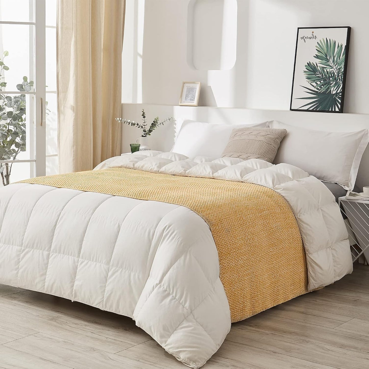 Longhui bedding 100% Cotton Knitted Throw Blanket – Mustard Yellow, Soft & Cozy, Machine Washable, 60"x80" – Perfect for Living Room, Couch, Sofa, Bed or Travel