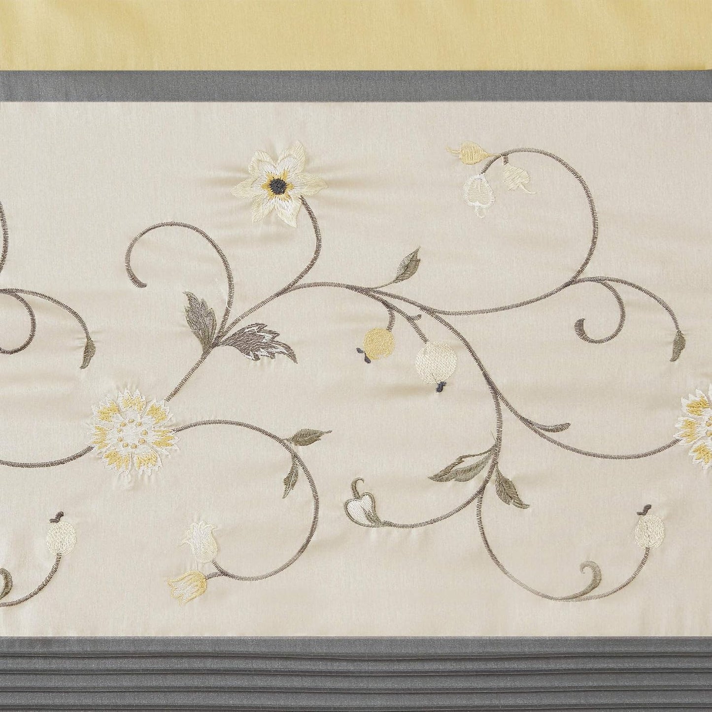 Madison Park Embroidered Light Filtering Rod Pocket Window Treatment Curtain Window Panel Drape for Bedroom Livingroom and Dorm
