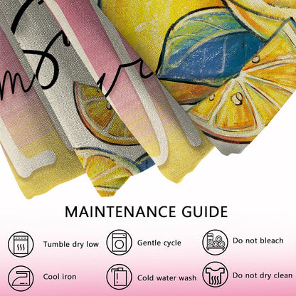Hello Summer Lemon Decorative Throw Pillow Covers 20 x 20 Set of 4, Summer Vibes Fruit Pink Yellow Cushion Case Decor, Seasonal Home Decoration for Sofa Couch