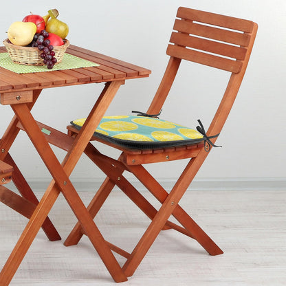 Lunarable Yellow and Blue Chair Seating Cushion Set of 12, Citrus Pattern in Hand Drawn Style Watercolor Grunge Lemon Slices, Anti-Slip Seat Padding for Kitchen & Patio, 16"x16", Turquoise and Yellow