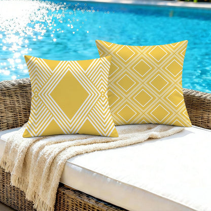 NIGHTWISH Outdoor Waterproof Pillow Covers 18x18 Set of 4 Yellow and White Modern Geometry Decorative Outdoor Throw Pillows Boho Cushion Cases for Patio Furniture Bench Couch Sunbrella