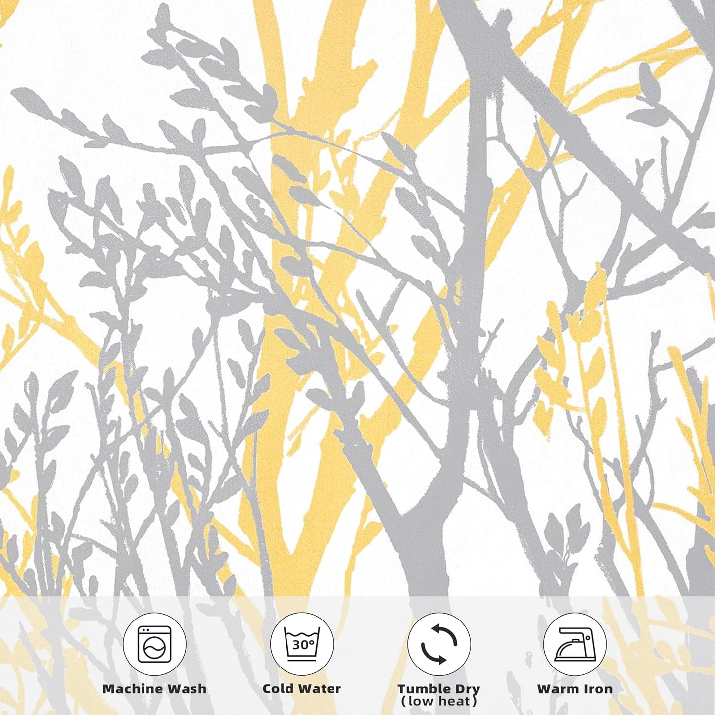 DriftAway Tree Branch Lined Valance Double Layer Blackout Thermal Insulated Abstract Ink Printing Window Curtain Valance Rod Pocket 52 Inch by 14 Inch Plus 2 Inch Header Yellow 1 Pack