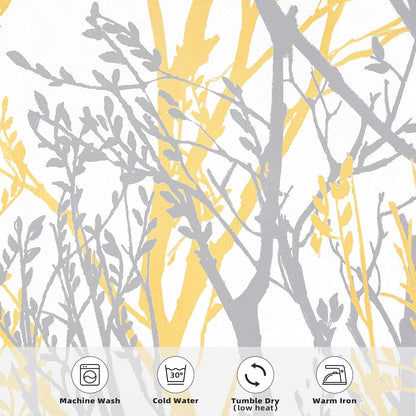 DriftAway Tree Branch Lined Valance Double Layer Blackout Thermal Insulated Abstract Ink Printing Window Curtain Valance Rod Pocket 52 Inch by 14 Inch Plus 2 Inch Header Yellow 1 Pack