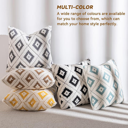 AmHoo Pack of 2 Decorative Throw Pillow Covers Rhomboid Luxury Super Soft Plush Set Case Cushion for Couch Sofa Bedroom 20 x 20-Inch Yellow