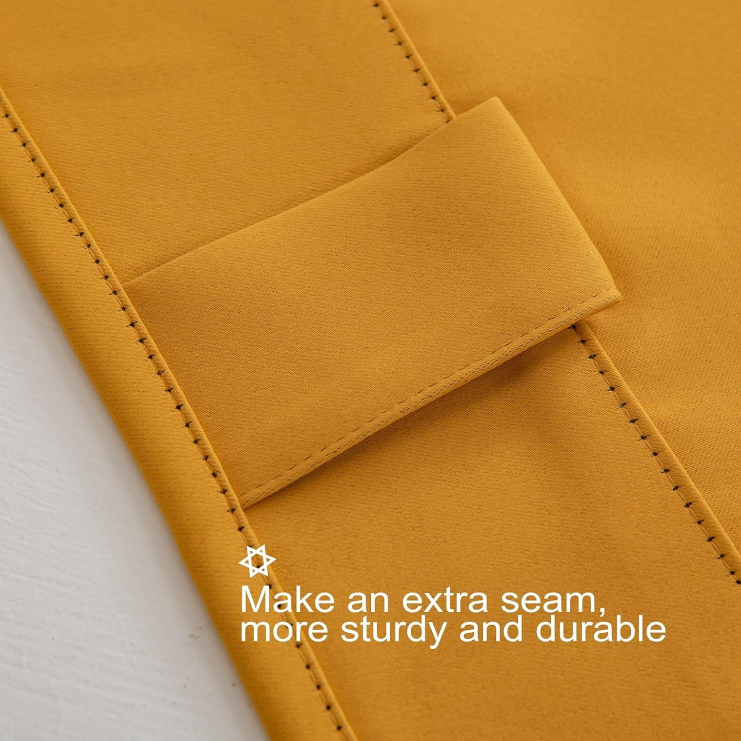 Pickluc Blackout Curtains 84 Inches Long 2 Panels, Black Out Drapes for Bedroom or Living Room, Back Tab and Rod Pocket Top, Set of Two, Mustard Yellow, 52" Wide and 84" Length.