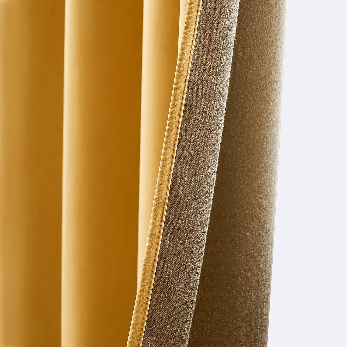 ANRODUO Mustard Yellow Velvet Curtains 96 Inches Long Blackout Thermal Insulated Soundproof Curtain Privacy Room Darkening Curtains Grommet Window Drapes for Bedroom Living Room Set of 2