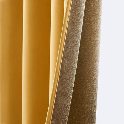 ANRODUO Mustard Yellow Velvet Curtains 96 Inches Long Blackout Thermal Insulated Soundproof Curtain Privacy Room Darkening Curtains Grommet Window Drapes for Bedroom Living Room Set of 2