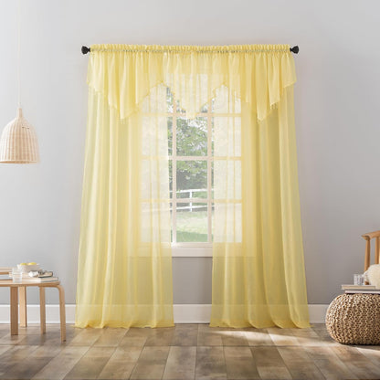 No. 918 Erica Crushed Sheer Voile Rod Pocket Curtain Panel, 51" x 84", Yellow