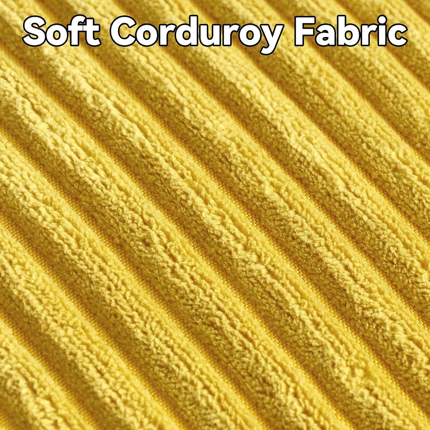 Thmyo Pack of 2 Corduroy Soft Decorative Throw Pillow Covers Striped Square Cushion Cases Pillowcases for Sofa Couch Bed Chair Home Decoration, 18x18 inch/45x45 cm, Yellow