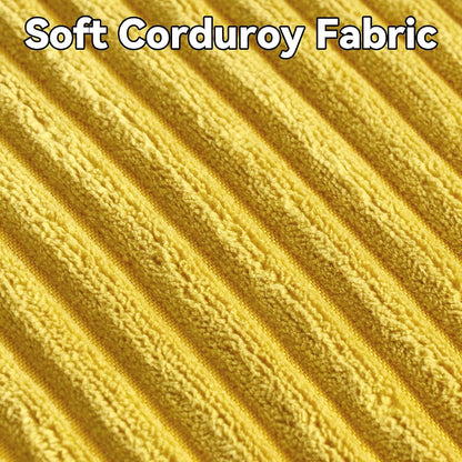 Thmyo Pack of 2 Corduroy Soft Decorative Throw Pillow Covers Striped Square Cushion Cases Pillowcases for Sofa Couch Bed Chair Home Decoration, 18x18 inch/45x45 cm, Yellow
