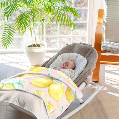 Yellow Lemons Baby Blanket Bed Crib Stroller Cover Blanket Wrap Soft Swaddling Blanket