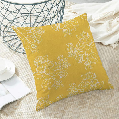 Spring Yellow Floral Throw Pillow Covers 18x18 Set of 2, Seasonal Holiday Decorative Pillow Covers Neutral Flower Decoration Outdoor Cushion Cover for Sofa Couch Farmhouse