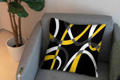weesire Black and Yellow Throw Pillow Covers Set of 2 Modern Stripe Cushion Covers for Living Room Sofa Accent Home Decor Abstract Art Decorative Pillowcases Outdoor Pillows Covers 20"x20"