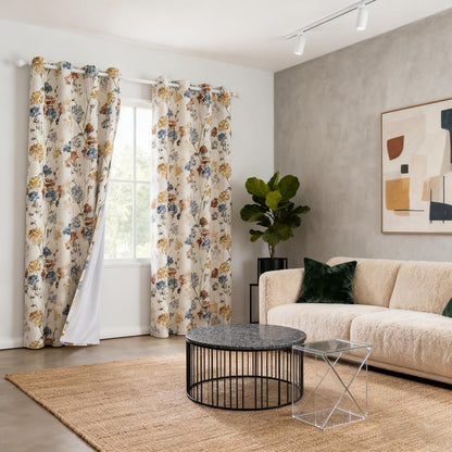 MYSKY HOME Extra Long 100% Blackout Curtains 108 Inches Long 2 Panels for Living Room Bedroom Farmhouse Floral Patterned Double Layer Thermal Insulated Grommet Window Treatments, Yellow, 52" W Each