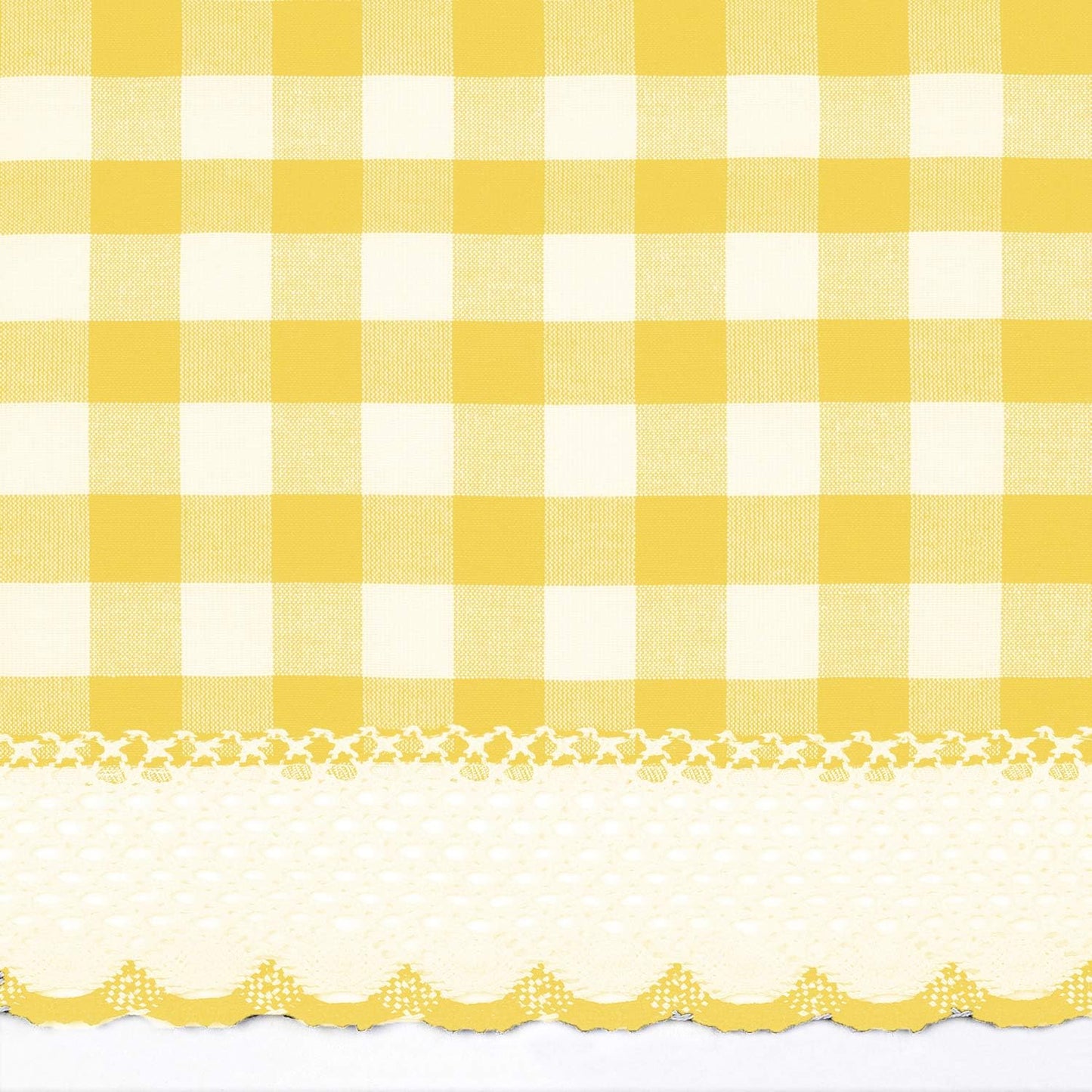 Woven Trends Farmhouse Curtains Kitchen Décor, Buffalo Plaid Valance, Classic Country Plaid Gingham Checkered Design, Farmhouse Décor, Window Curtain Treatments (Yellow, 24" Tier Pair)