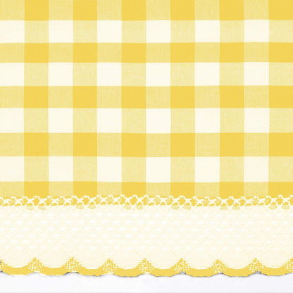 Woven Trends Farmhouse Curtains Kitchen Décor, Buffalo Plaid Valance, Classic Country Plaid Gingham Checkered Design, Farmhouse Décor, Window Curtain Treatments (Yellow, 24" Tier Pair)